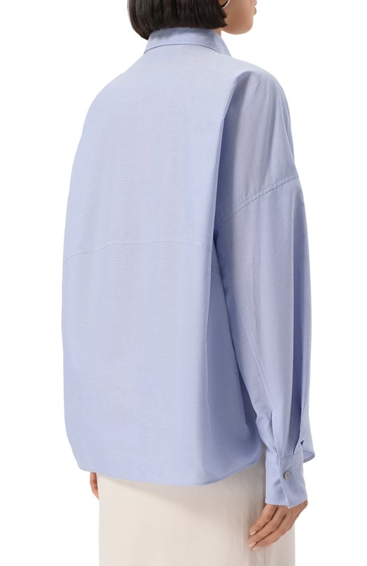 Хлопковая рубашка Brunello Cucinelli MA600RA905 Голубой  MA600RA905 Фото 4