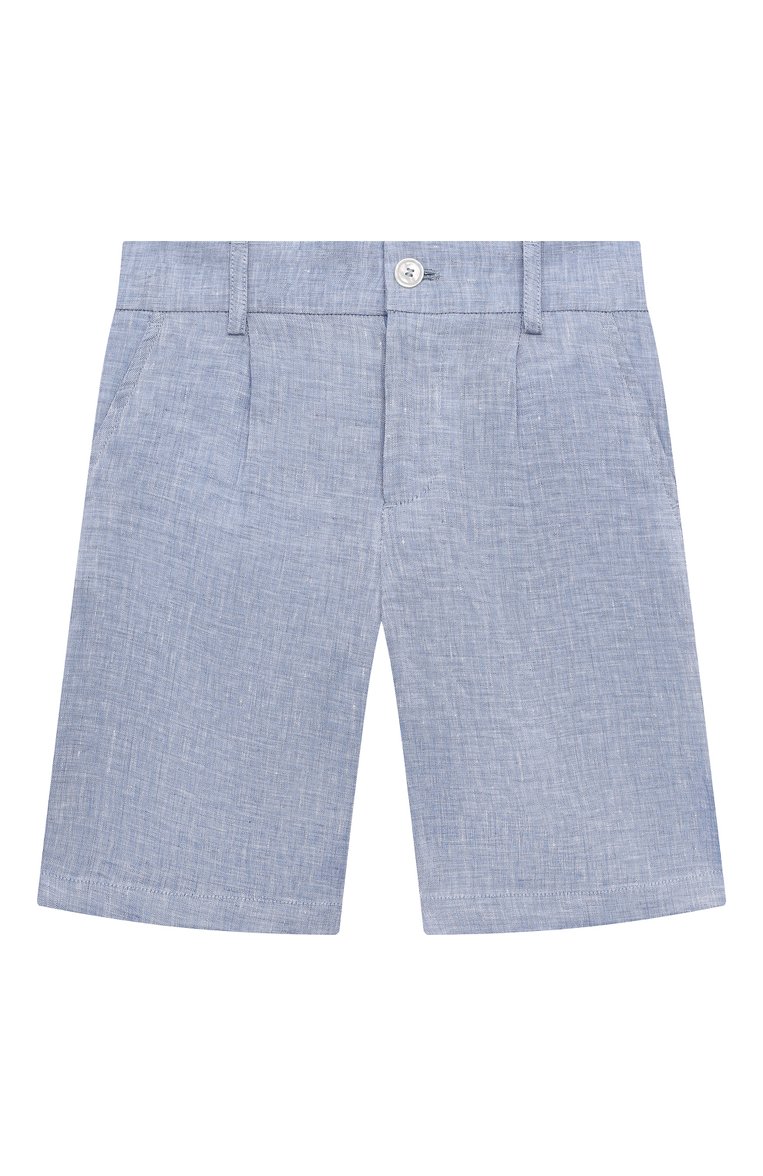 Детские льняные шорты DOLCE & GABBANA голубого цвета, арт. L43Q33/FU4LG/8-12+ | Фото 1 (Материал внешний: Лен; Нос: Не проставлено; Автоматизация состава: Проставлено)