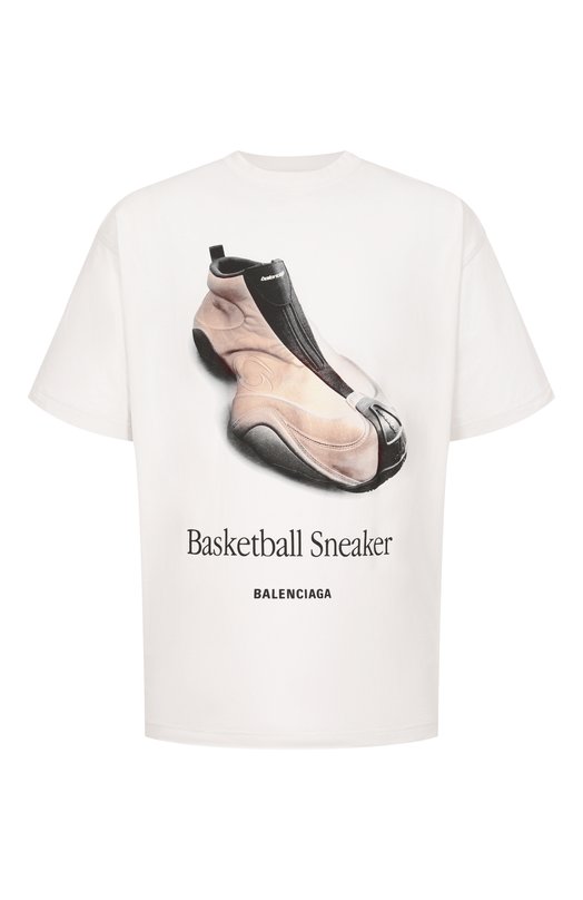 Хлопковая футболка Balenciaga 831305/TSVN3 Кремовый 831305/TSVN3