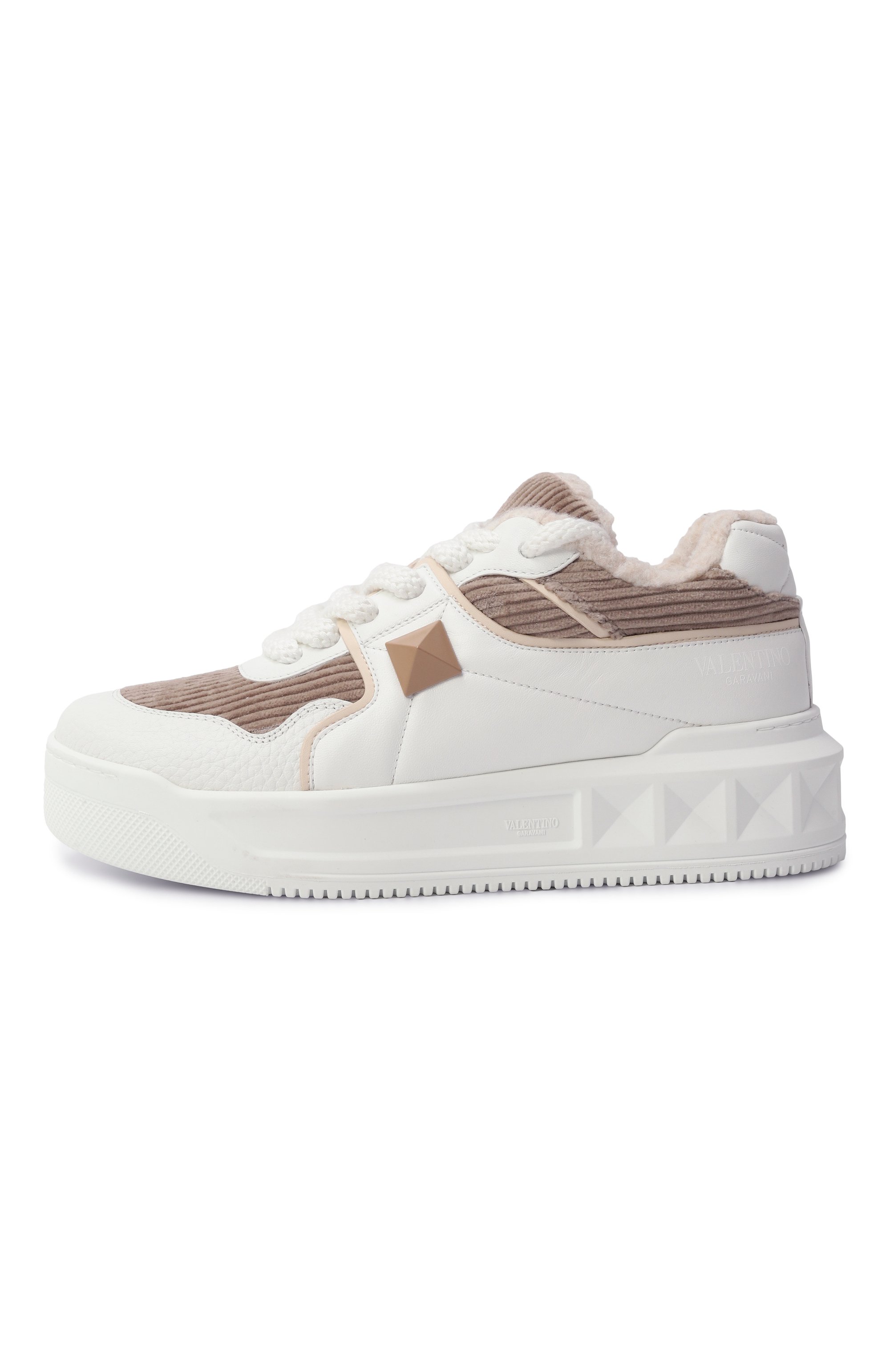 Комбинированные кеды one stud xl VALENTINO белого цвета по цене 121500 руб., арт. 7W2S0FQ4/IIG, фото 4 Комбинированные кеды one stud xl VALENTINO, арт. 7W2S0FQ4/IIG, фото 4