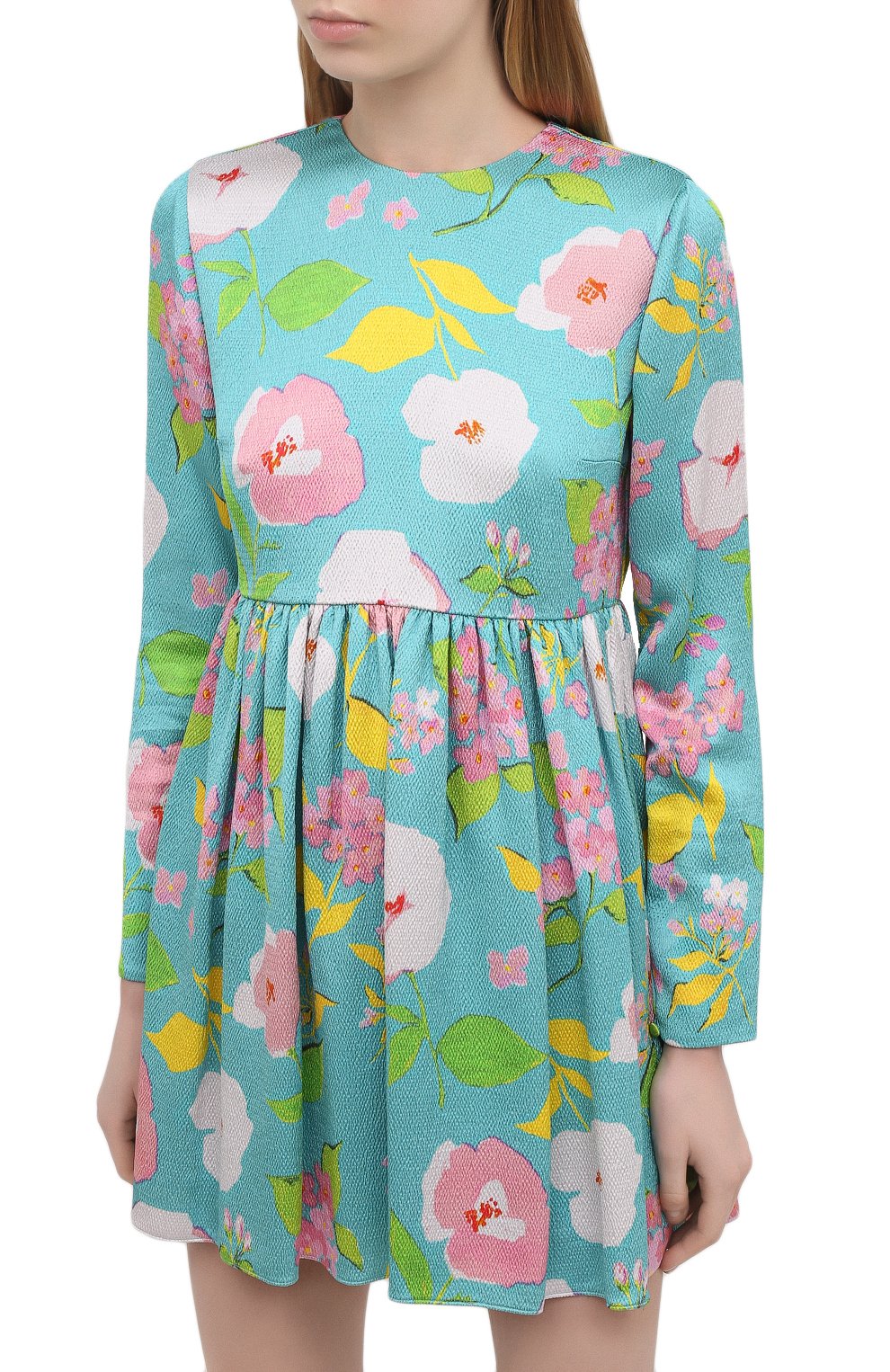 Платье из вискозы SAINT LAURENT бирюзового цвета по цене 231500 руб., арт. 652176/Y5C62, фото 3 Платье из вискозы SAINT LAURENT, арт. 652176/Y5C62, фото 3