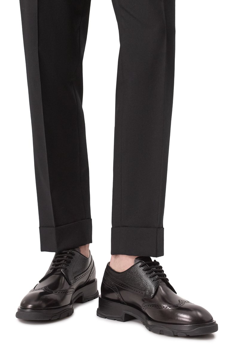 Мужские кожаные дерби ALEXANDER MCQUEEN черного цвета, арт. 750388WIDW1 1000 | Фото 3 (Материал внутренний: Натуральная кожа; Материал внешний: Натуральная кожа; Нос: Не проставлено; Мужское Кросс-КТ: Броги-обувь; Стили: Классический)