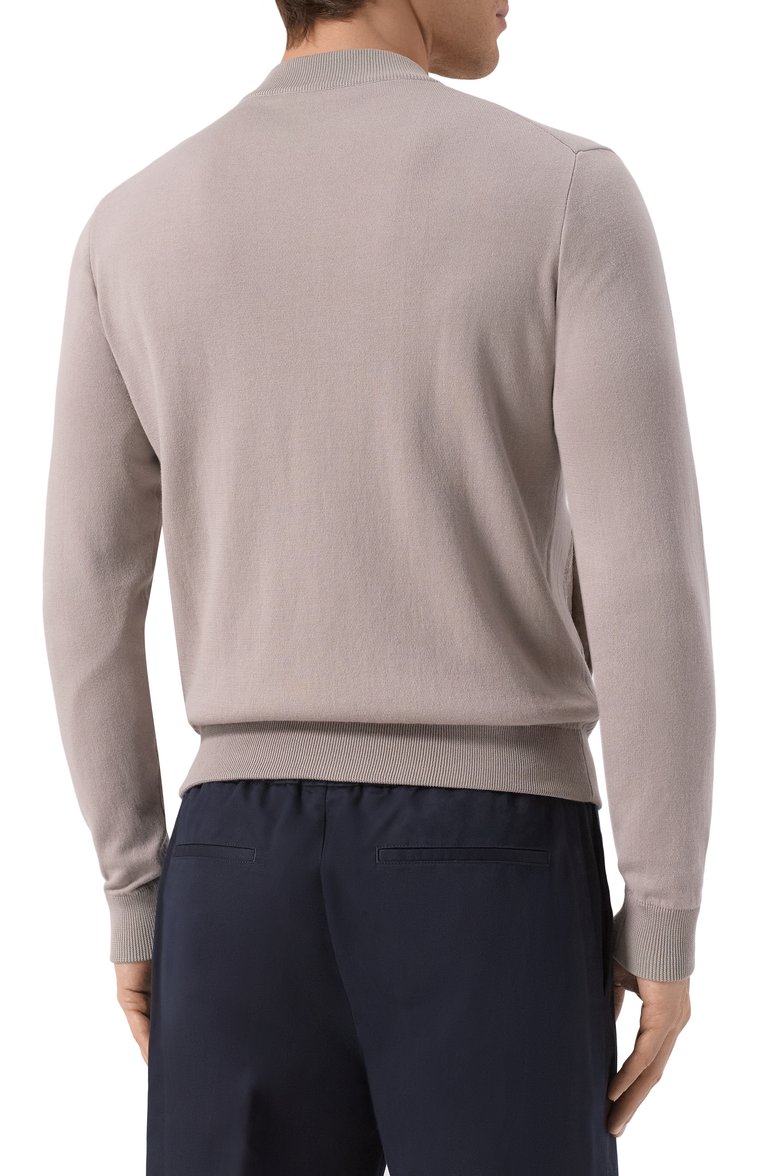 Мужской кардиган из хлопка и льна CORNELIANI серого цвета, арт. 25M590-2525175 | Фото 4 (Материал внешний: Хлопок, Лен; Длина (для топов): Стандартные; Рукава: Длинные; Стили: Кэжуэл; Мужское Кросс-КТ: Кардиган-одежда; Застежка: Молния)