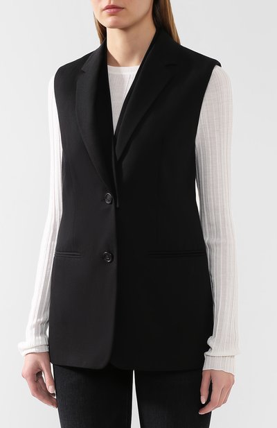 Жилет из смеси хлопка и льна HELMUT LANG черного цвета по цене 57000 руб., арт. J10HW103, фото 3 Жилет из смеси хлопка и льна HELMUT LANG, арт. J10HW103, фото 3