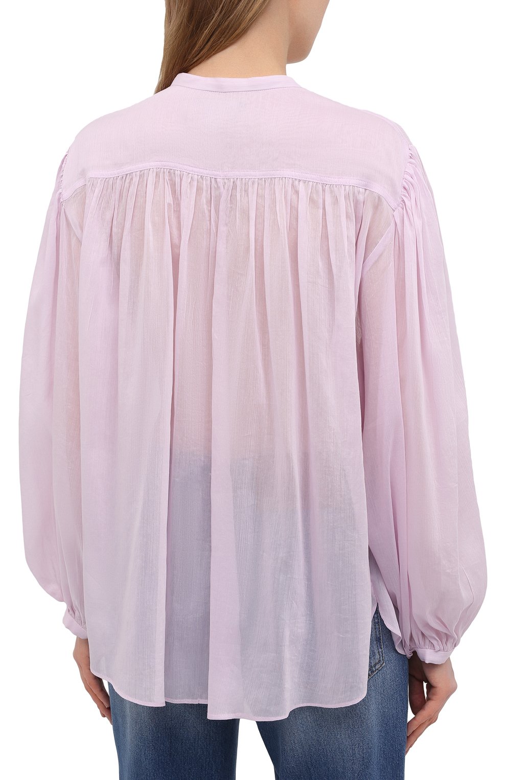 Хлопковая блузка ISABEL MARANT светло-розового цвета по цене 64750 руб., арт. HT2066-21E025I/KILEDIA, фото 4 Хлопковая блузка ISABEL MARANT, арт. HT2066-21E025I/KILEDIA, фото 4