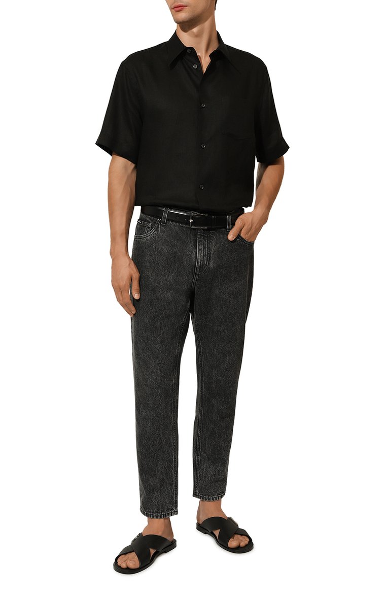 Мужские джинсы loose DOLCE & GABBANA темно-серого цвета, арт. GYJDAD/G8LL7 | Фото 2 (Длина (брюки, джинсы): Стандартные; Материал внешний: Хлопок, Деним; Силуэт М (брюки): Прямые; Кросс-КТ: Деним; Стили: Повседневный; Автоматизация состава: Проставлено; Автоматизация ТО: Проставлено)