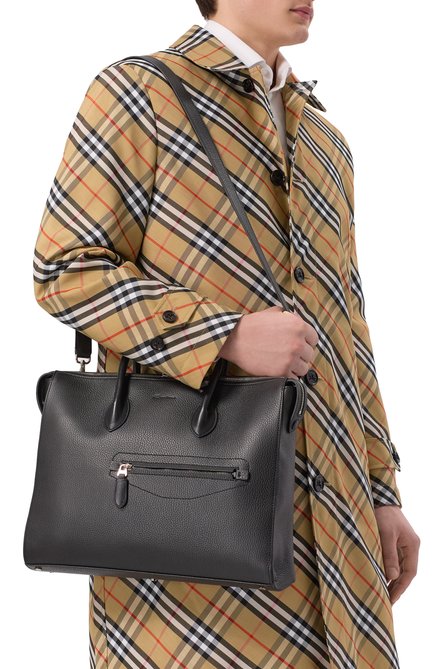 Мужская портфель SANTONI черного цвета, арт. UFBGA2715EN-AVGP | Фото 2 (Материал: Натуральная кожа; Размер: large; Драгоценные камни: Проставлено; Материал сплава: Проставлено; Ремень/цепочка: На ремешке)
