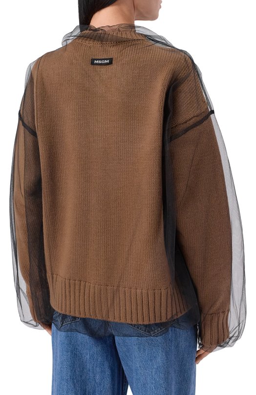 Шерстяной кардиган MSGM 3942MDM202/257988 Бежевый  3942MDM202/257988 Фото 4