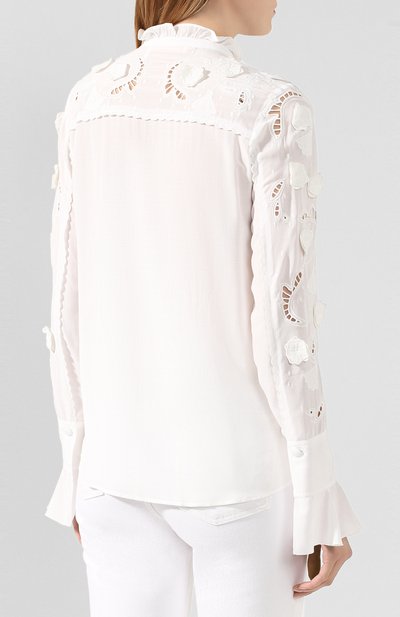 Блузка из вискозы SEE BY CHLOÉ белого цвета по цене 39950 руб., арт. CHS19AHT12038, фото 4 Блузка из вискозы SEE BY CHLOÉ, арт. CHS19AHT12038, фото 4