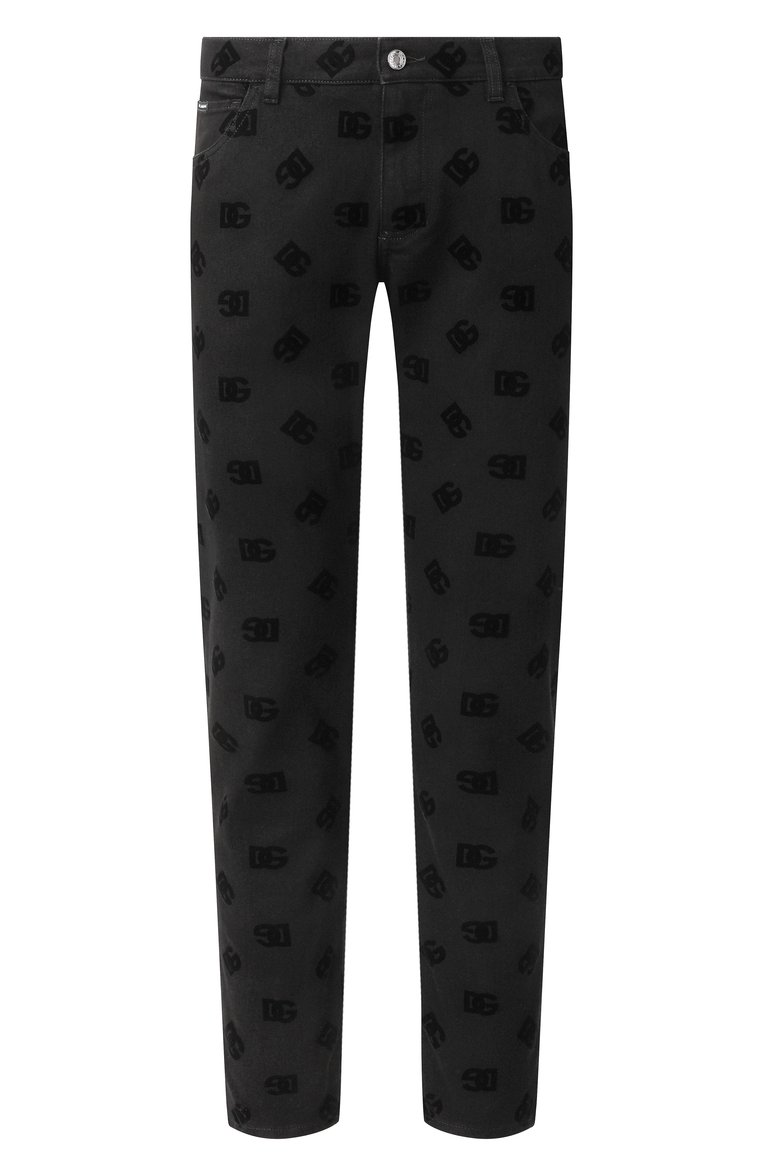 Мужские джинсы DOLCE & GABBANA черного цвета, арт. GY07CD/G8MN6 | Фото 1 (Драгоценные камни: Проставлено; Материал сплава: Проставлено; Длина (брюки, джинсы): Стандартные; Детали: Принт; Стили: Кэжуэл; Силуэт М (брюки): Прямые; Материал внешний: Деним, Хлопок; Кросс-КТ: Деним)