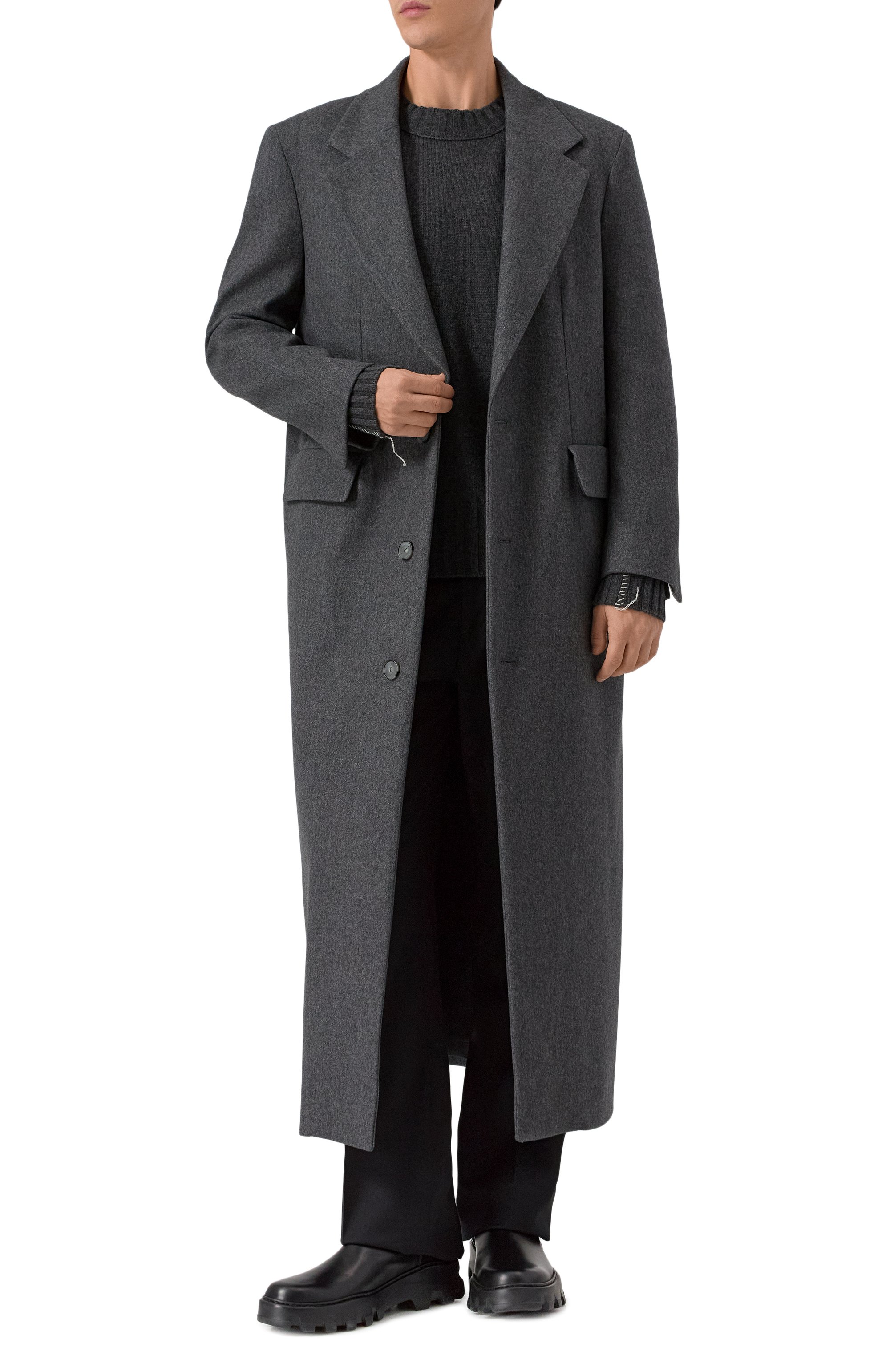 Шерстяное пальто HEVO темно-серого цвета по цене 107500 руб., арт. TRINITAP0LI L140B/I740, фото 2 Шерстяное пальто HEVO, арт. TRINITAP0LI L140B/I740, фото 2