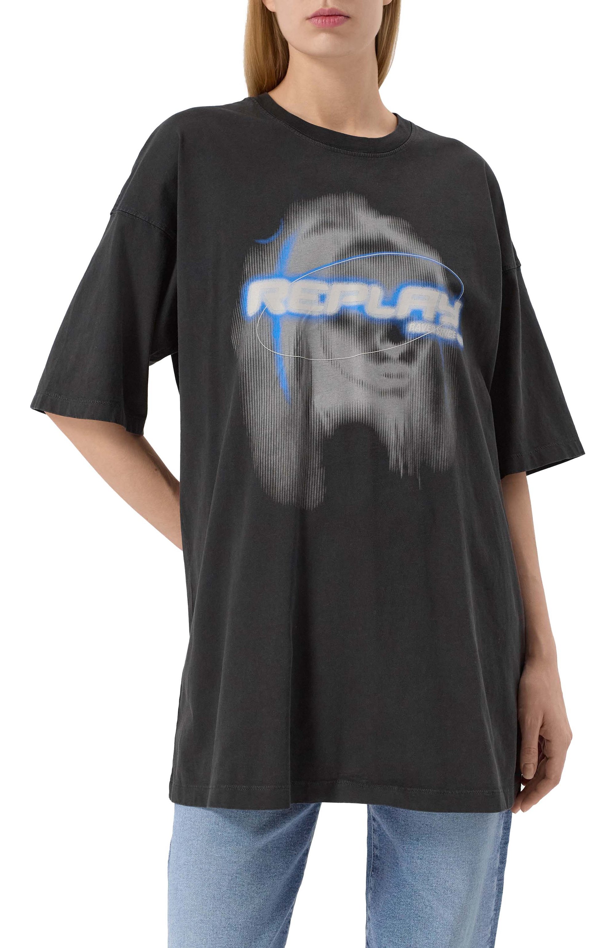 Хлопковая футболка REPLAY черного цвета по цене 11150 руб., арт. W3306H.000.22658M, фото 3 Хлопковая футболка REPLAY, арт. W3306H.000.22658M, фото 3