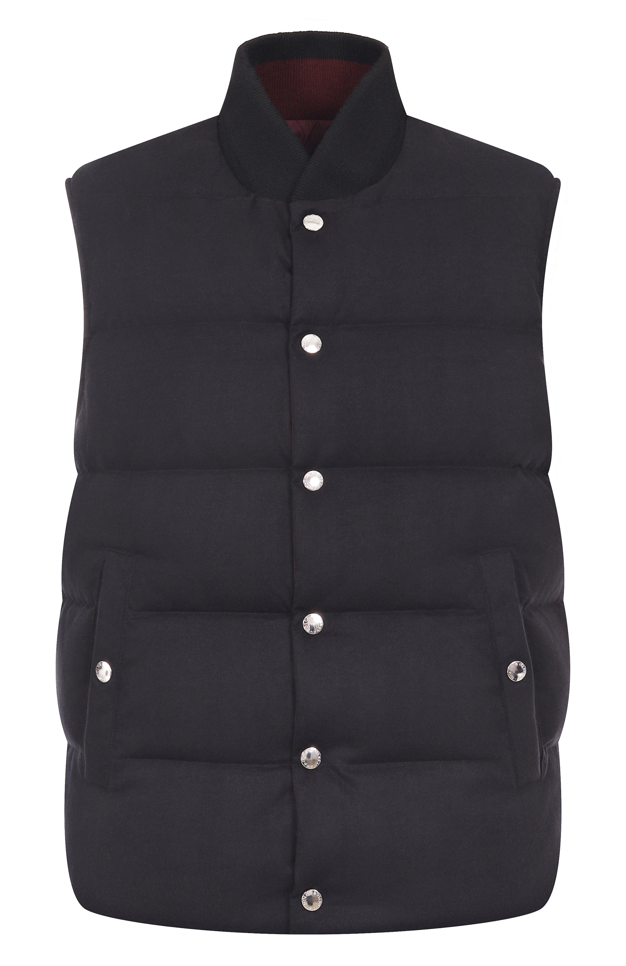 Двусторонний пуховый жилет DOLCE & GABBANA темно-серого цвета по цене 217500 руб., арт. G9BSPT/FCTAB, фото 1 Двусторонний пуховый жилет DOLCE & GABBANA, арт. G9BSPT/FCTAB, фото 1