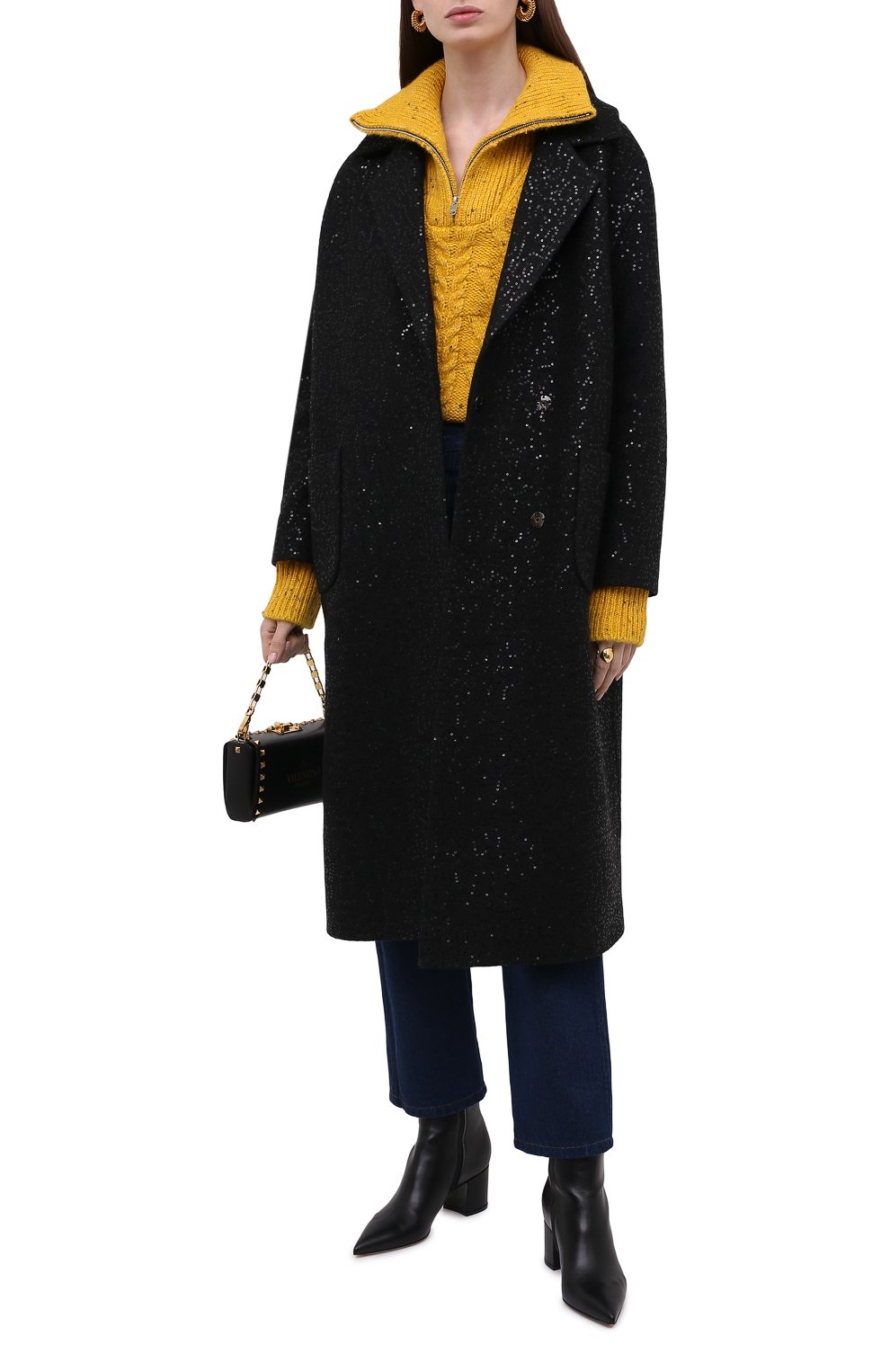 Шерстяное пальто с отделкой пайетками SEVEN LAB, арт. CAB black brilliant, фото 2