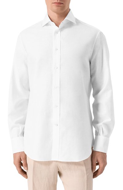 Рубашка из хлопка и льна BRUNELLO CUCINELLI, арт. MR6250028, фото 3
