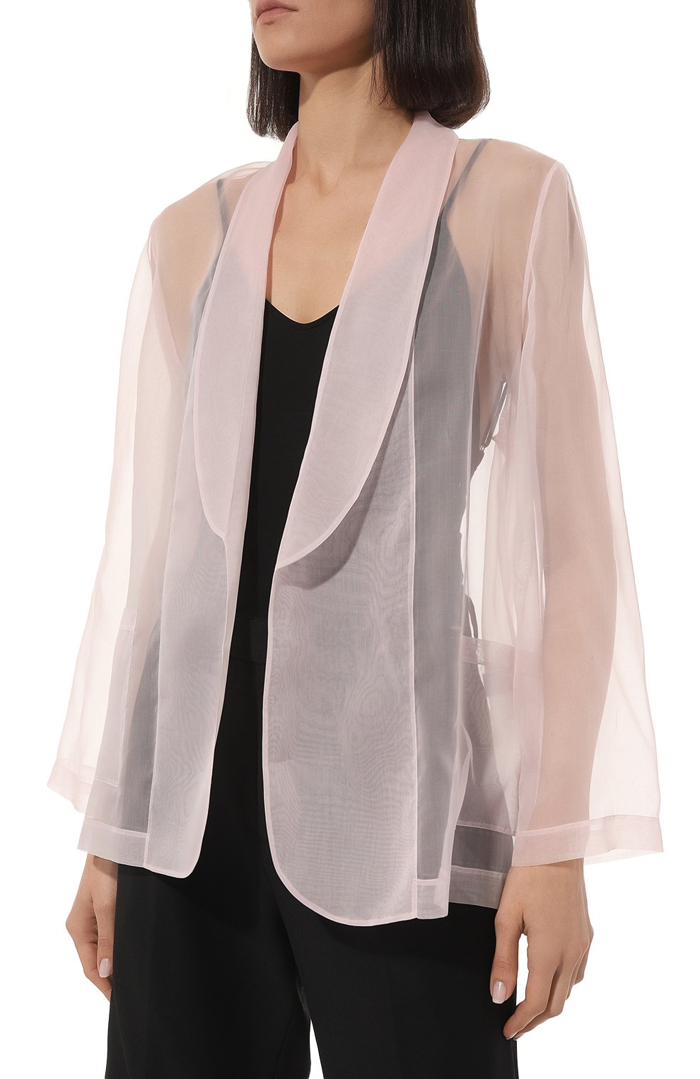 Шелковый жакет TEGIN розового цвета по цене 75600 руб., арт. SJ2387-08, фото 3 Шелковый жакет TEGIN, арт. SJ2387-08, фото 3