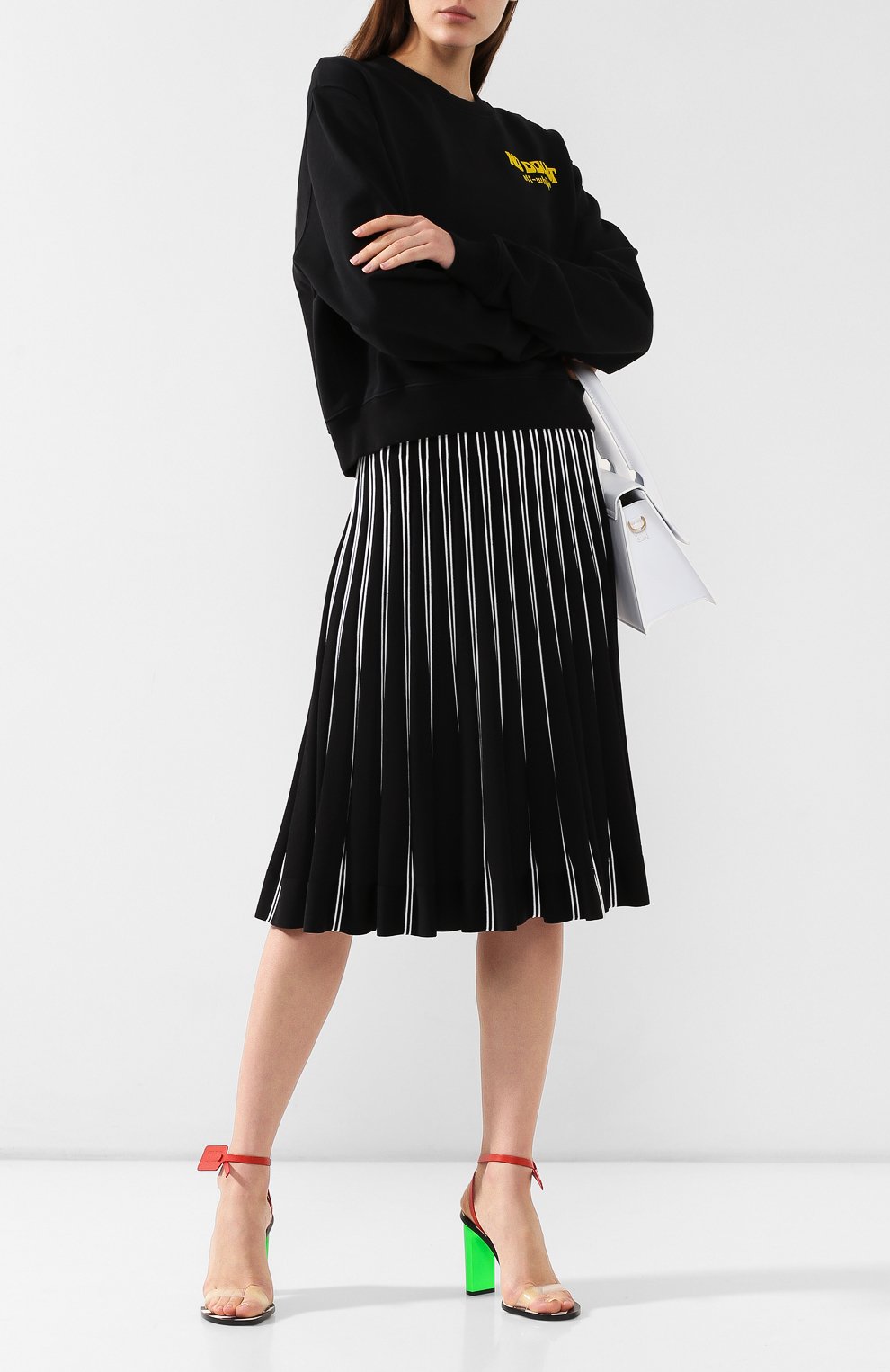 Юбка из вискозы OFF-WHITE черного цвета по цене 65850 руб., арт. 0WHL003R19C980571000, фото 2 Юбка из вискозы OFF-WHITE, арт. 0WHL003R19C980571000, фото 2