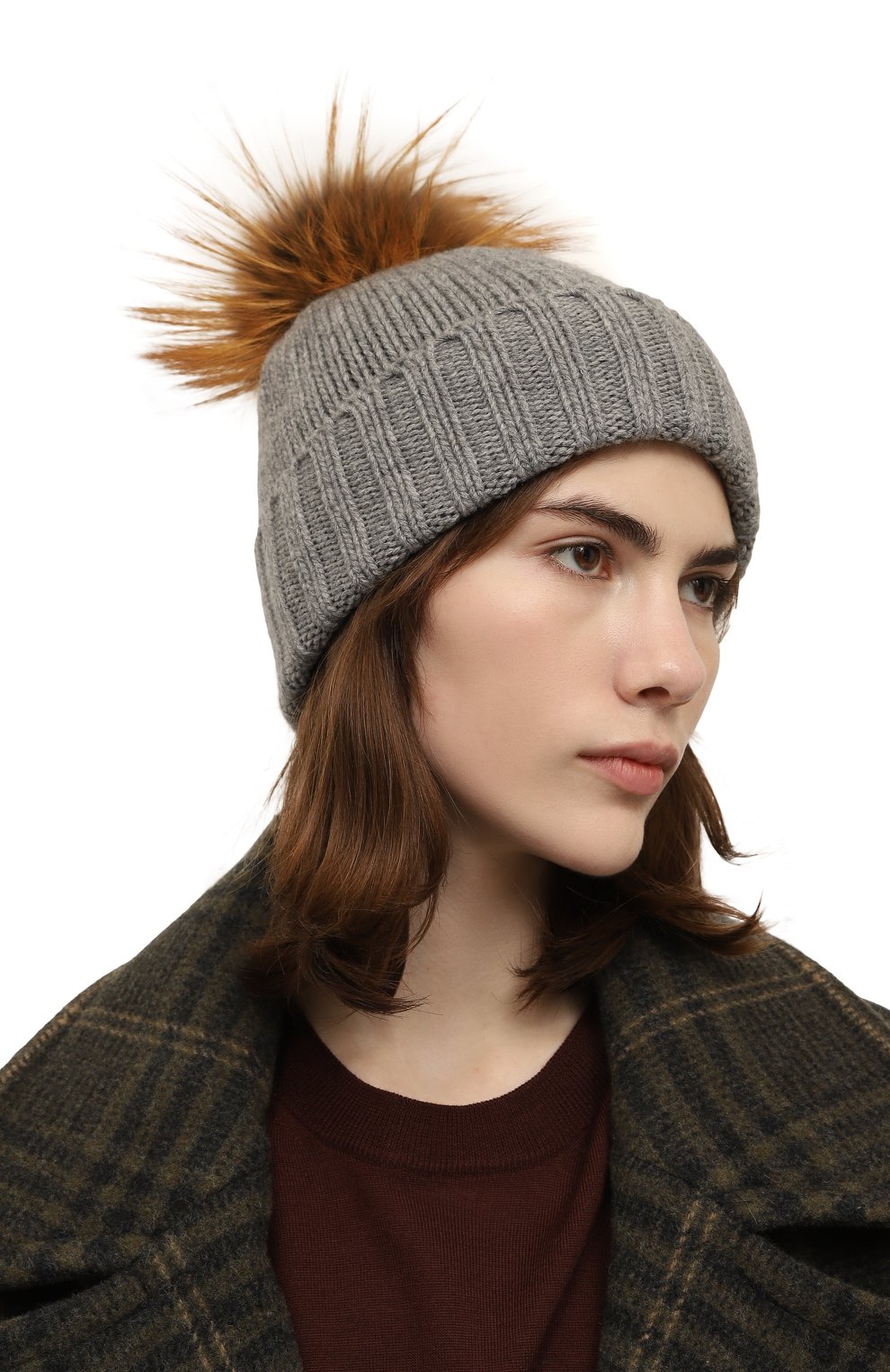 Кашемировая шапка INVERNI серого цвета по цене 39250 руб., арт. 0660CMG2, фото 2 Кашемировая шапка INVERNI, арт. 0660CMG2, фото 2