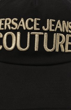 Женская хлопковая бейсболка VERSACE JEANS COUTURE черного цвета, арт. 71VAZK10-BASEBALL CAP WITH PENCES/ZG010 | Фото 4 (Материал: Текстиль, Хлопок; Материал сплава: Проставлено; Нос: Не проставлено)