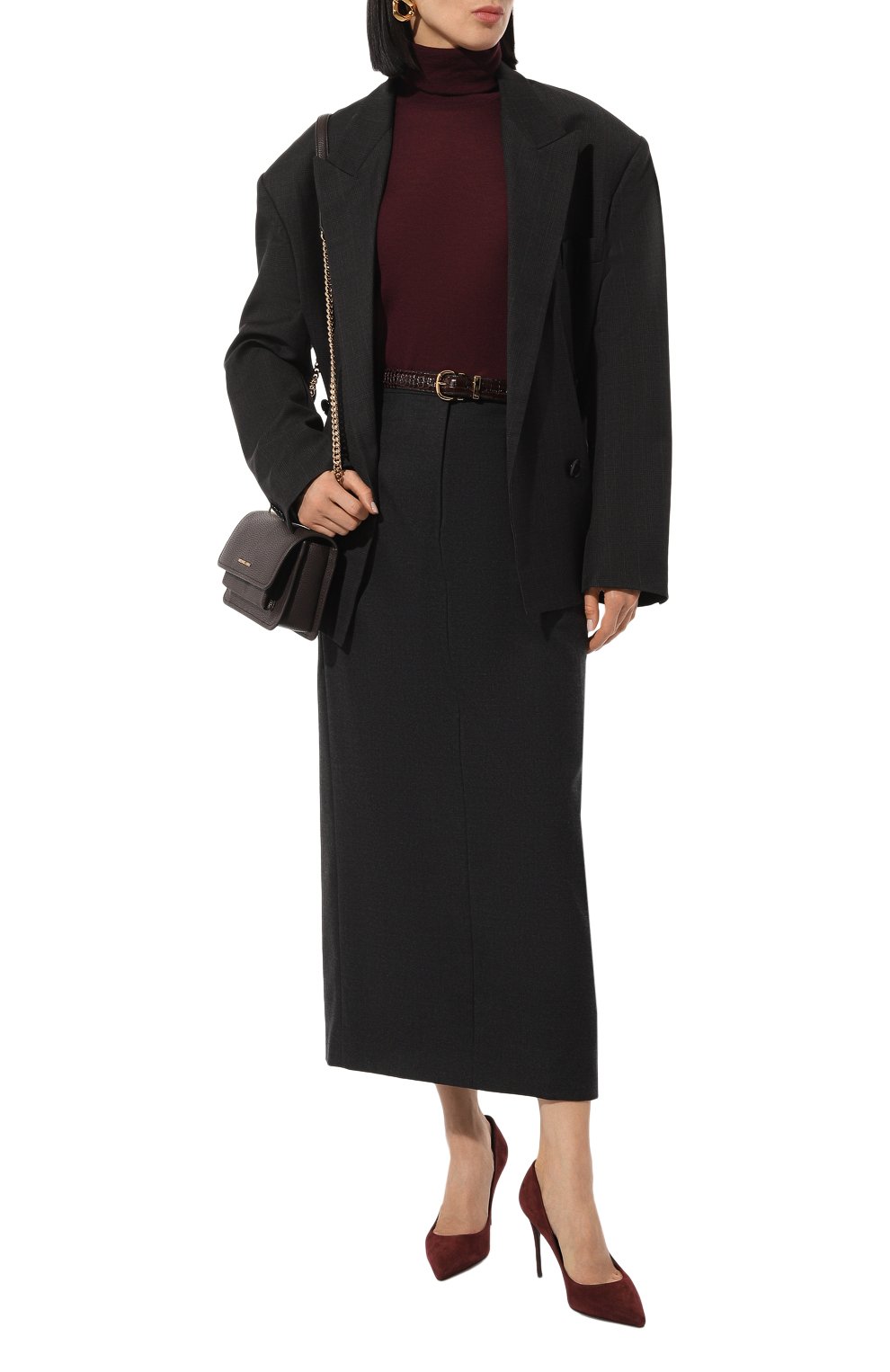 Юбка из шерсти и вискозы THEORY темно-серого цвета по цене 47100 руб., арт. 00801304, фото 2 Юбка из шерсти и вискозы THEORY, арт. 00801304, фото 2