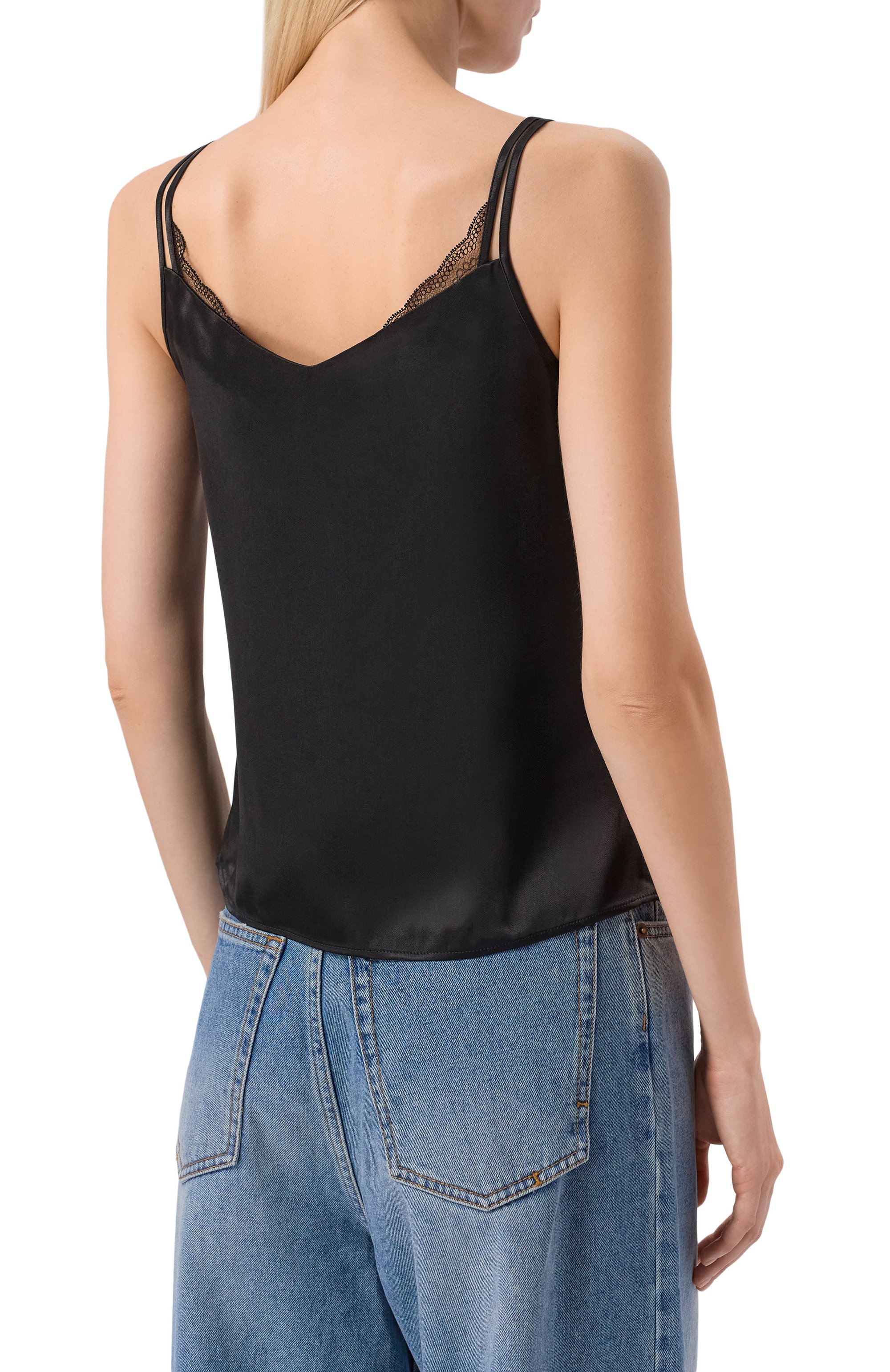 Атласный топ BOSS черного цвета по цене 21550 руб., арт. 50546597, фото 4 Атласный топ BOSS, арт. 50546597, фото 4