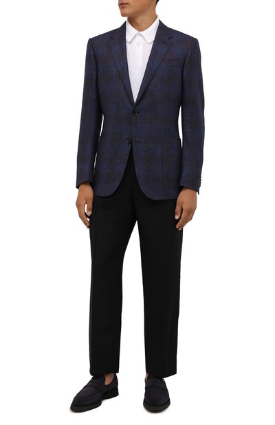 Замшевые пенни-лоферы BRIONI темно-синего цвета по цене 94500 руб., арт. QEI50L/09708, фото 2 Замшевые пенни-лоферы BRIONI, арт. QEI50L/09708, фото 2