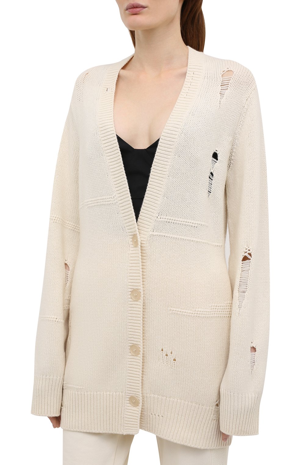 Шерстяной кардиган HELMUT LANG бежевого цвета по цене 39650 руб., арт. L01HW706, фото 3 Шерстяной кардиган HELMUT LANG, арт. L01HW706, фото 3