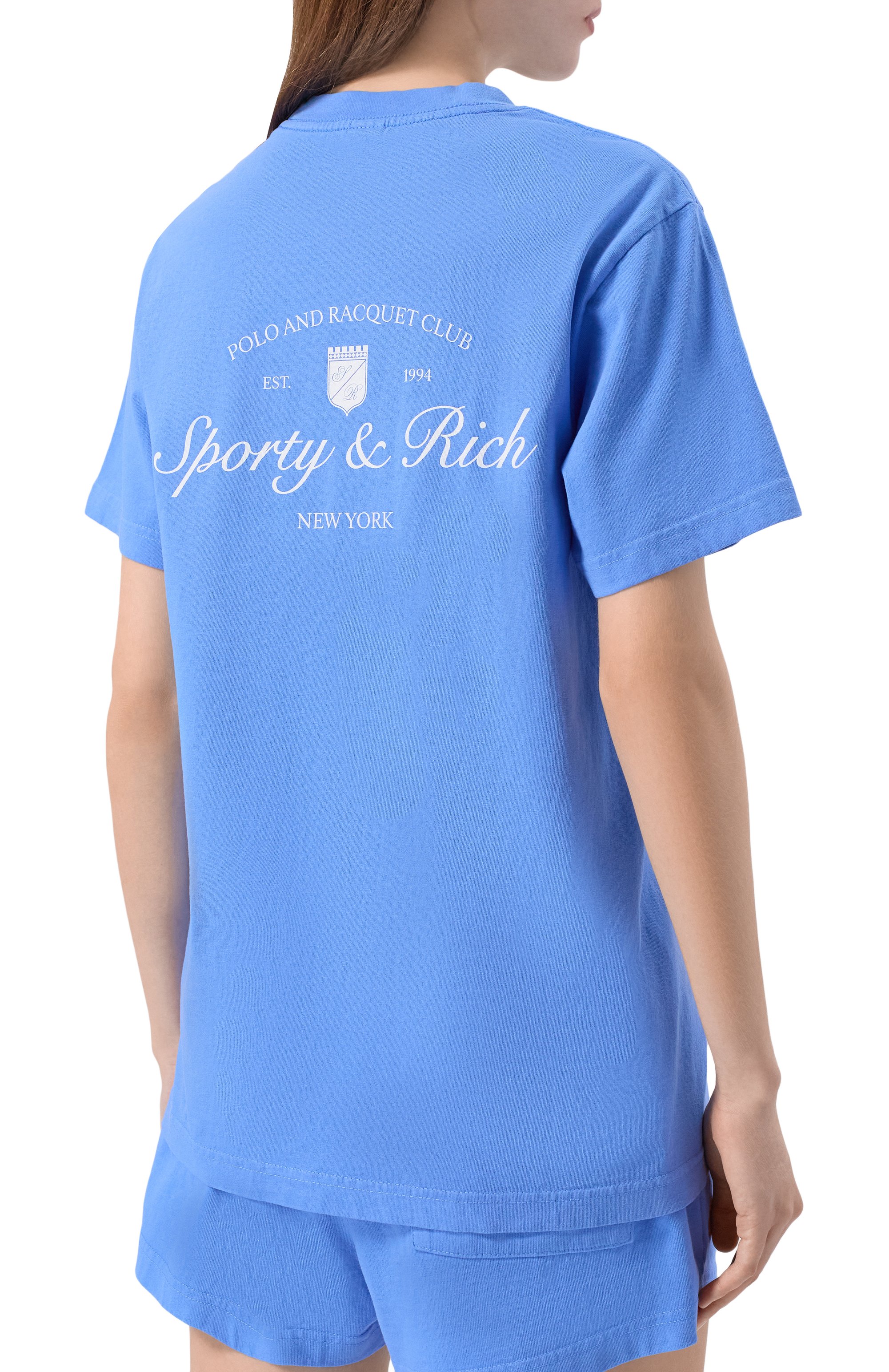 Хлопковая футболка SPORTY AND RICH, арт. T0043621306BL102, фото 4
