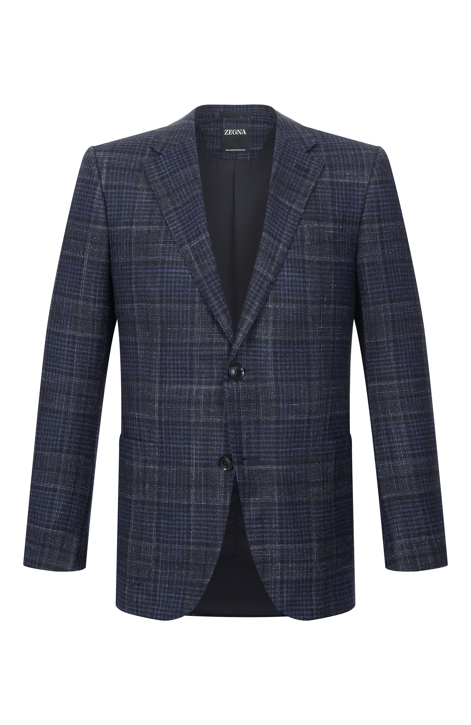 Пиджак из шерсти и шелка ZEGNA темно-синего цвета по цене 446500 руб., арт. 122520/459550A4, фото 1 Пиджак из шерсти и шелка ZEGNA, арт. 122520/459550A4, фото 1