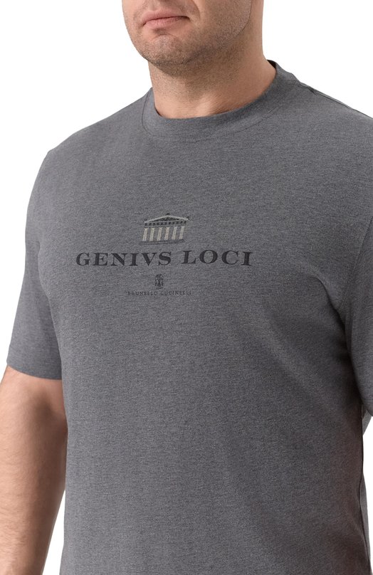 Хлопковая футболка Brunello Cucinelli M0B138520W Серый  M0B138520W Фото 5