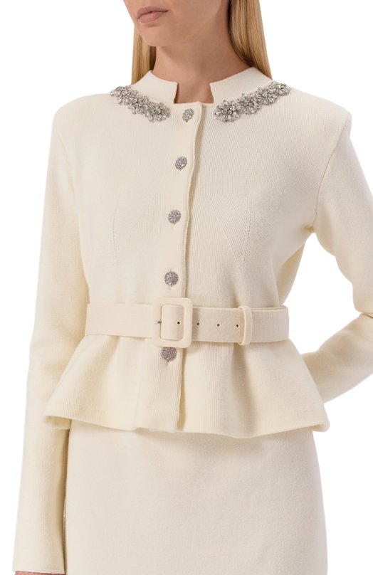 Платье из шерсти и хлопка self-portrait AW25138MC Кремовый  AW25138MC Фото 5