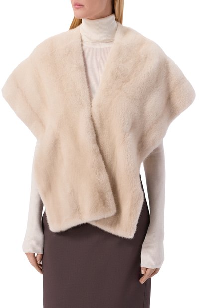 Пелерина из норки VICTORIA KUSENKOVA светло-бежевого цвета по цене 638000 руб., арт. 551200012027, фото 3 Пелерина из норки VICTORIA KUSENKOVA, арт. 551200012027, фото 3