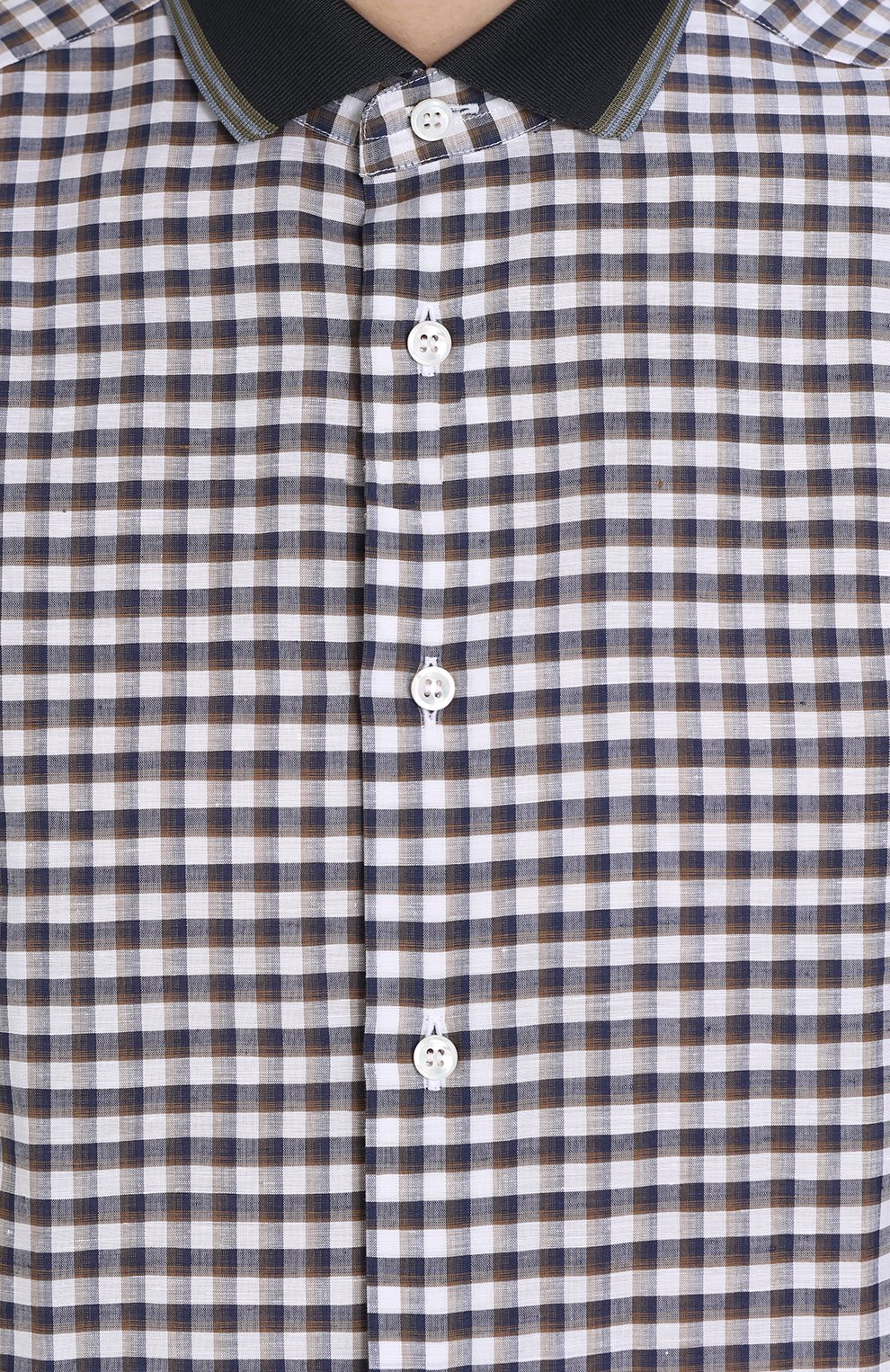 Рубашка в клетку из смеси льна и хлопка BRIONI коричневого цвета по цене 74600 руб., арт. SC31/P6108, фото 5 Рубашка в клетку из смеси льна и хлопка BRIONI, арт. SC31/P6108, фото 5