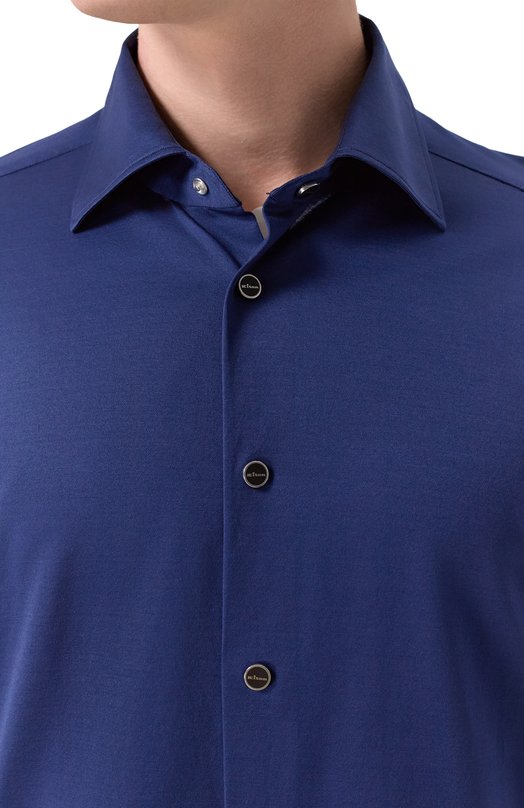 Хлопковая рубашка Kiton UMCNERHH0966510 Синий  UMCNERHH0966510 Фото 5