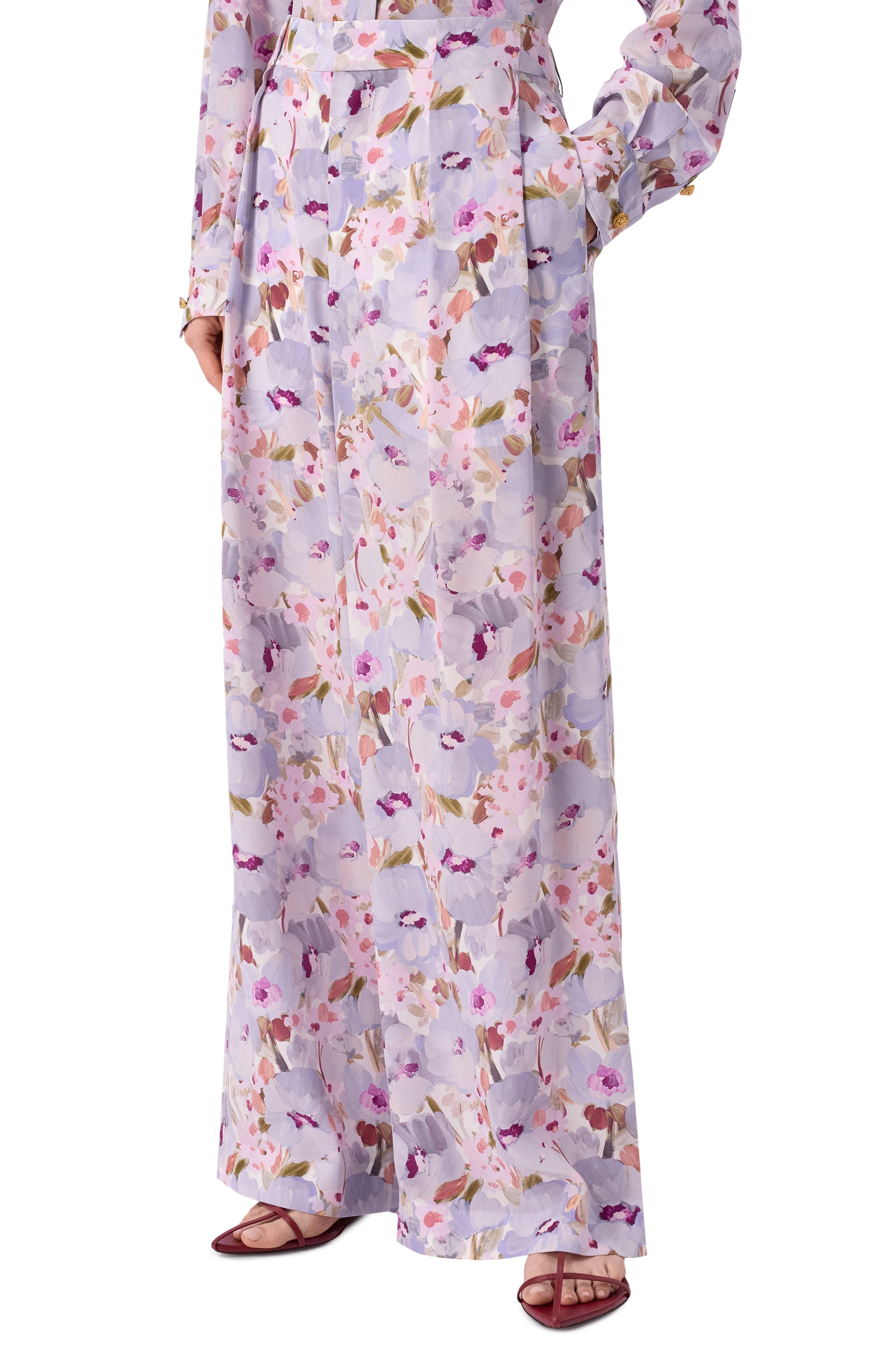 Шелковые брюки BALMAIN сиреневого цвета по цене 170500 руб., арт. GF1PN215/SF37, фото 3 Шелковые брюки BALMAIN, арт. GF1PN215/SF37, фото 3