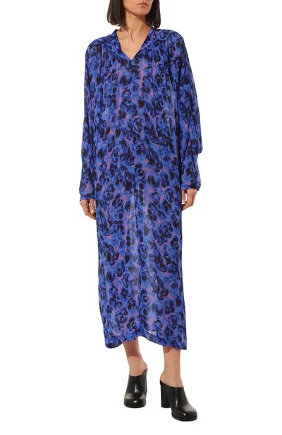 Платье из вискозы DRIES VAN NOTEN синего цвета по цене 106000 руб., арт. 231-011042-6139, фото 3 Платье из вискозы DRIES VAN NOTEN, арт. 231-011042-6139, фото 3