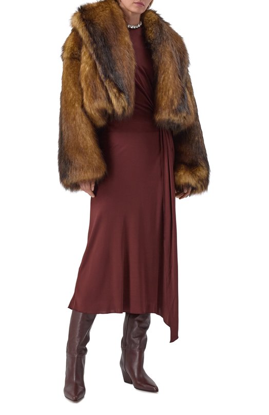 Шуба из экомеха David Koma PF25DK10J Коричневый  PF25DK10J Фото 2