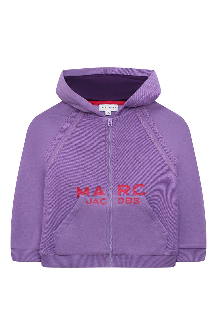 Детский хлопковая толстовка MARC JACOBS (THE) сиреневого цвета, арт. W15683/2A-5A | Фото 1 (Материал внешний: Хлопок; Рукава: Длинные; Девочки Кросс-КТ: Толстовка-одежда)