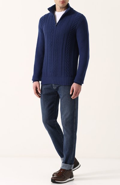 Кашемировый свитер фактурной вязки с воротником на молнии LORO PIANA, арт. FAG4442, фото 2