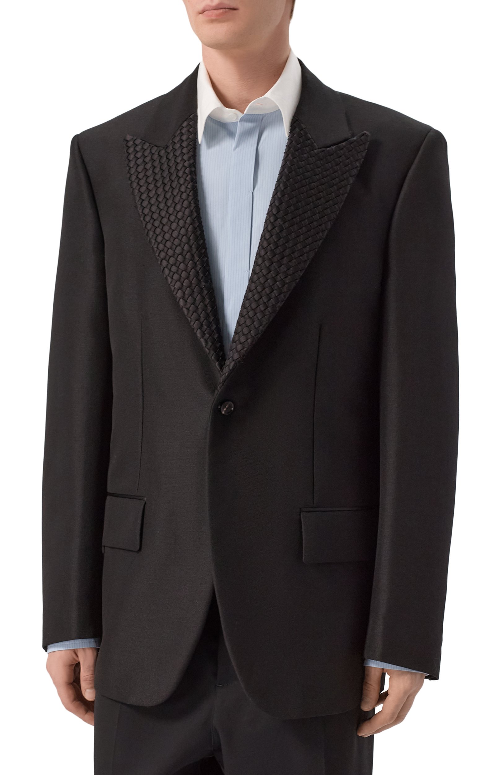 Шерстяной пиджак BOTTEGA VENETA черного цвета по цене 647000 руб., арт. 871226/V60F0, фото 3 Шерстяной пиджак BOTTEGA VENETA, арт. 871226/V60F0, фото 3