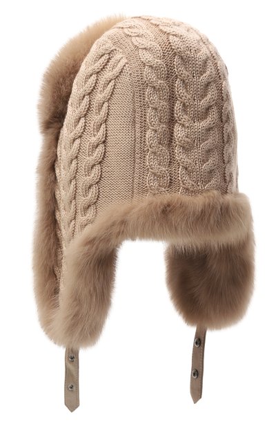 Женская комбинированная шапка-ушанка из соболя BLACK SABLE, арт. BS-FHK-DR