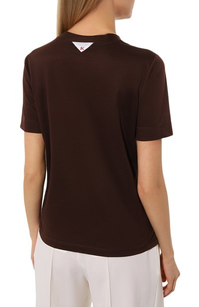 Хлопковая футболка KITON темно-коричневого цвета по цене 49100 руб., арт. D53450H08225, фото 4 Хлопковая футболка KITON, арт. D53450H08225, фото 4