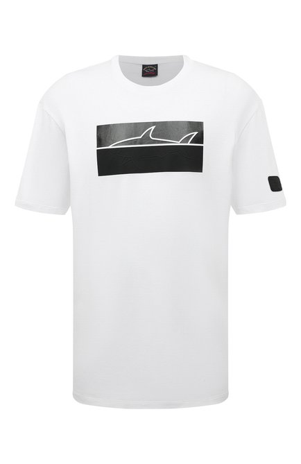 Мужская хлопковая футболка PAUL&SHARK белого цвета, арт. 13311613/3XL-6XL | Фото 1 (Рукава: Короткие; Материал сплава: Проставлено; Длина (для топов): Удлиненные; Драгоценные камни: Проставлено; Материал внешний: Хлопок; Стили: Кэжуэл; Принт: С принтом)