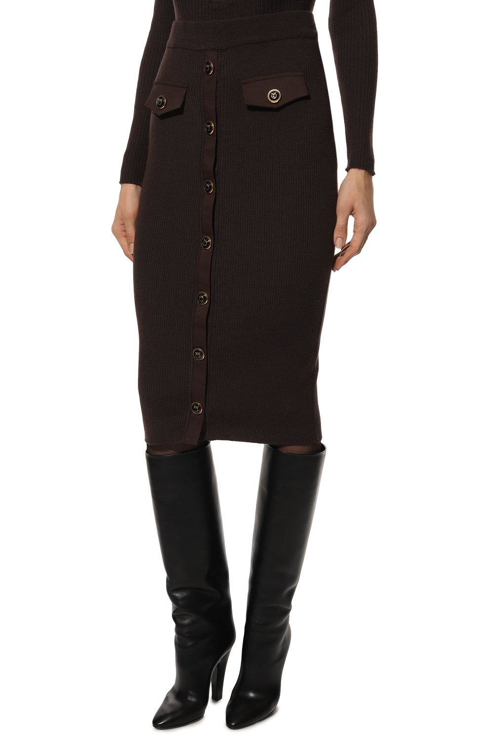 Юбка PINKO темно-коричневого цвета по цене 34550 руб., арт. 1G184T-Y77N, фото 3 Юбка PINKO, арт. 1G184T-Y77N, фото 3