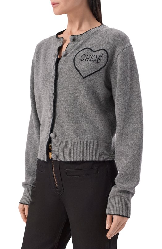 Кардиган из шерсти и кашемира Chloé CH26SMC08710 Серый  CH26SMC08710 Фото 3