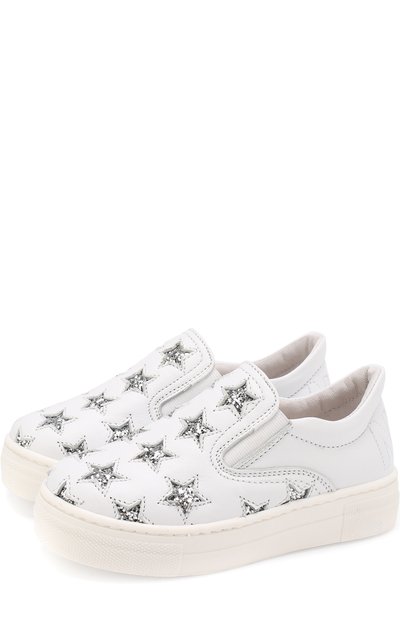 Кожаные слипоны с фактурной отделкой и глиттером N21, арт. 54652/18-27, фото 1