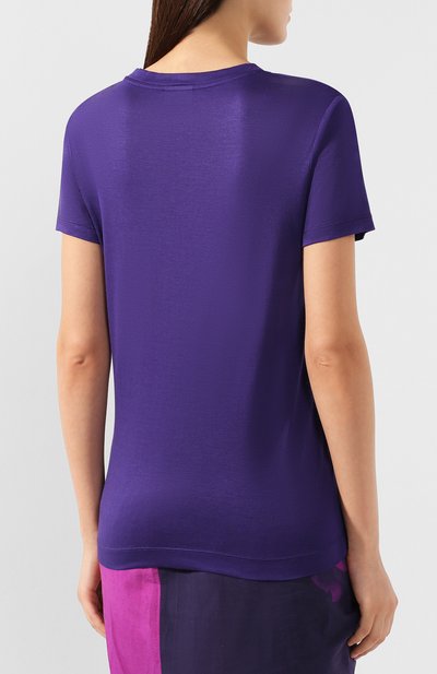 Футболка из вискозы DRIES VAN NOTEN фиолетового цвета по цене 7875 руб., арт. 191-11129-7612, фото 4 Футболка из вискозы DRIES VAN NOTEN, арт. 191-11129-7612, фото 4
