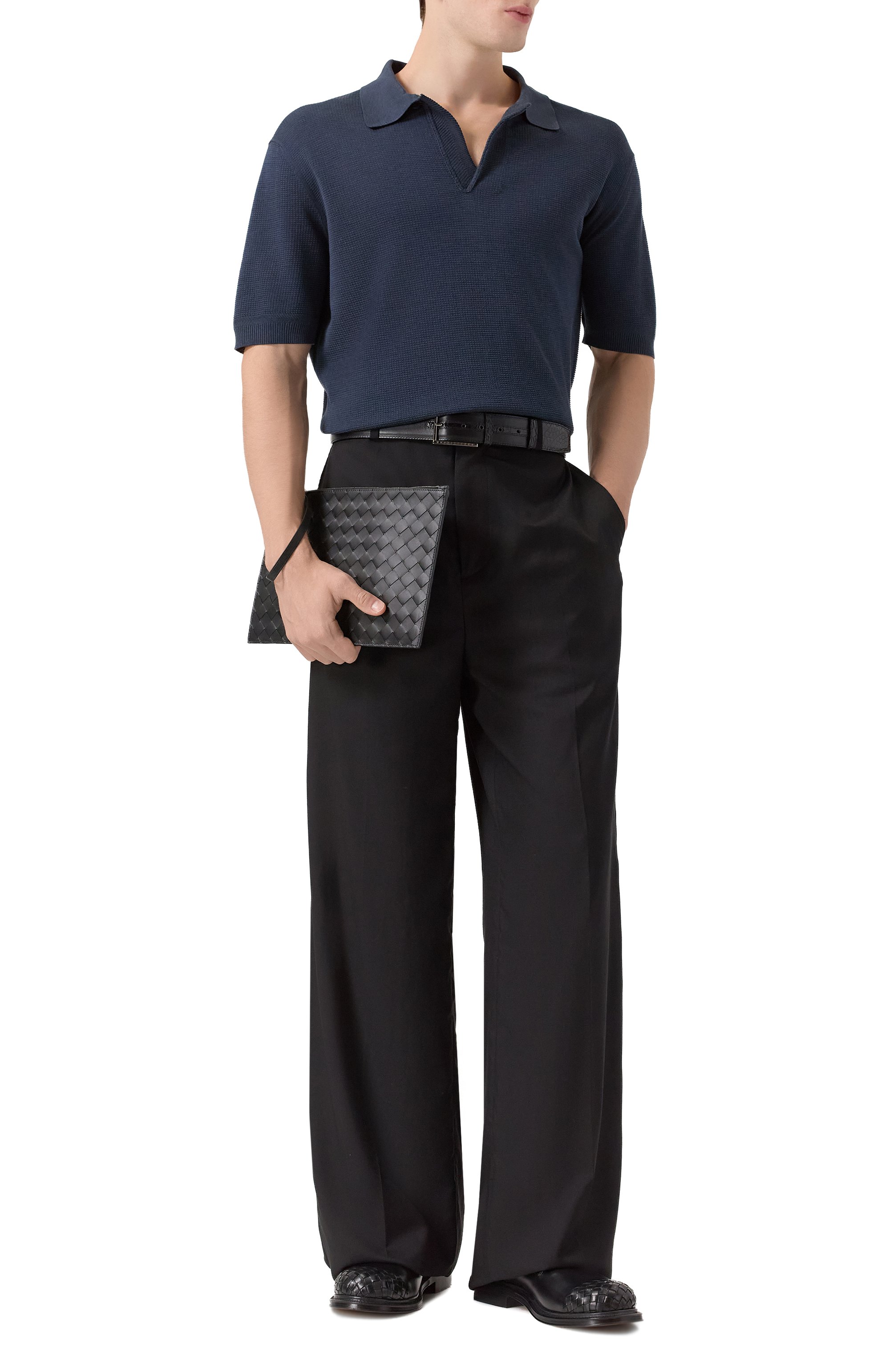 Поло из шелка и хлопка TOM FORD темно-синего цвета по цене 151500 руб., арт. KPS005/YMS013F23, фото 2 Поло из шелка и хлопка TOM FORD, арт. KPS005/YMS013F23, фото 2