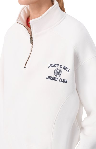 Хлопковый анорак luxury club SPORTY AND RICH, арт. ST0998842WH01/S&R LUXURY CLUB QUARTER ZIP, фото 5