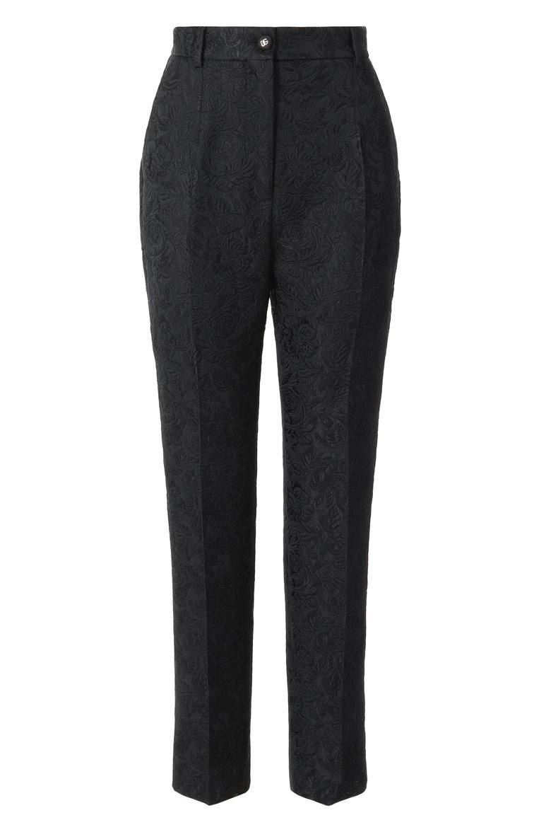 Женские брюки из хлопка и шелка DOLCE & GABBANA черного цвета, арт. FTAM2T/HJMQK | Фото 1 (Нос: Не проставлено; Материал внешний: Хлопок; Силуэт Ж (брюки и джинсы): Узкие; Кросс-КТ: костюм; Женское Кросс-КТ: Брюки-одежда; Стили: Классический; Размерность: Идёт в размер; Автоматизация состава: Проставлено; Re-sync: On)